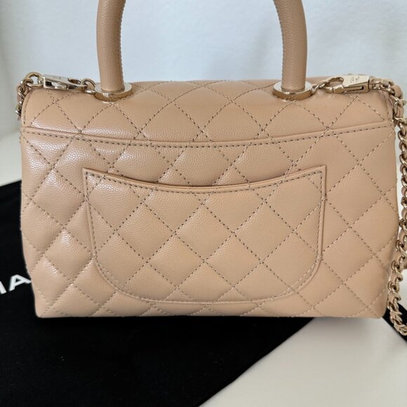 Chanel Beige Flap Bag with Top Handle - Picture 6 of 8